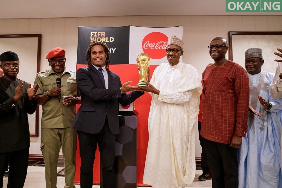 PHOTOS: President Buhari Receives FIFA World Cup Trophy In Abuja Buhari FIFA World Cup 1 - PHOTOS: President Buhari Receives FIFA World Cup Trophy In Abuja