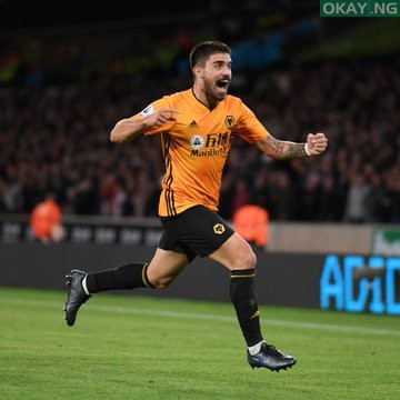 Rúben Neves celebrating his goal against Manchester United