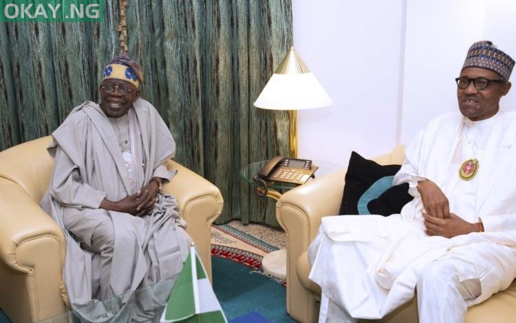 Tinubu meets Buhari inside Aso Villa