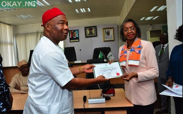 Uzodinma receives his certificate of return from INEC