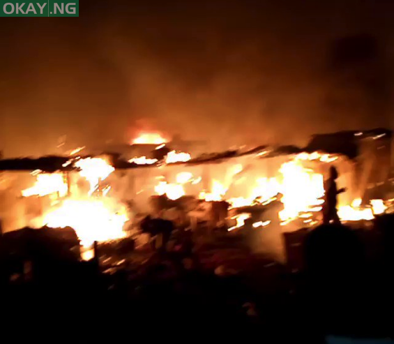 The scene of the firing burning at Sabo Market in Sagamu