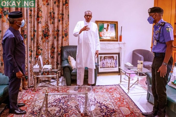 Buhari meeting with inspector-general of police, Mohammed Adamu