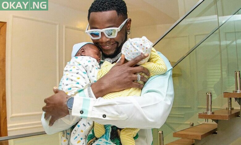 Kizz Daniel and his twin babies, Jelani and Jalil