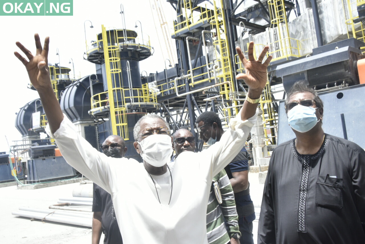 L-R, Honourable Minister of Information and Culture, Alhaji Lai Mohammed, Group Executive Director, Strategy Capital Projects and Portfolio Development, Dangote Industries Limited, Devakumar Edwin, During the Minister of Information and Culture Familiarisation Visit to Dangote Petroleum Refinery Petrochemical & Fertilizer Plant, Lekki Lagos on Sunday 3rd April 2022,