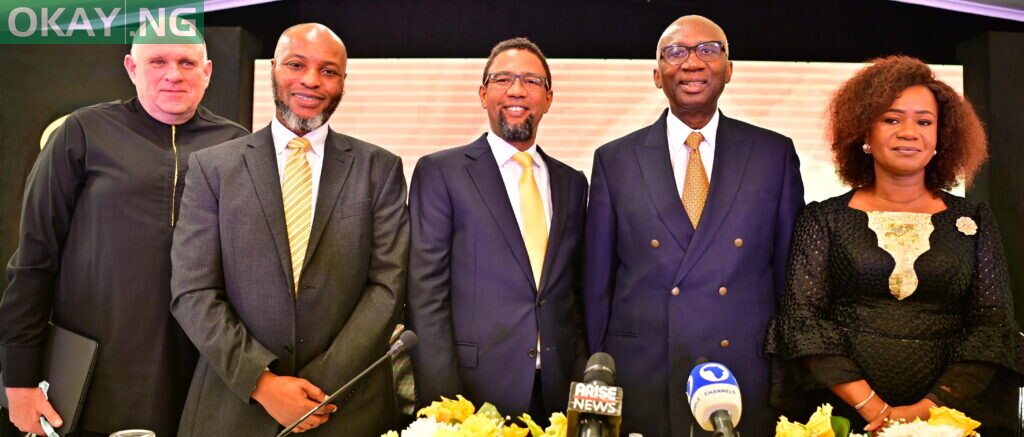 L-R: Chief Risk Officer, MTN Group and immediate past Chief Executive Officer, MTN Nigeria Communications Plc, Ferdinand Moolman; Chief Financial Officer, MTN Nigeria Communications Plc, Modupe Kadri; Chief Executive Officer, MTN Nigeria Communications Plc, Karl Olutokun Toriola; Chairman, MTN Nigeria Communications Plc, Dr. Ernest Ndukwe, OFR, and Company Secretary, MTN Nigeria Communications Plc, Uto Ukpanah at the third Annual General Meeting, held at the MTN Nigeria Headquarters on Thursday, April 28, 2022.
