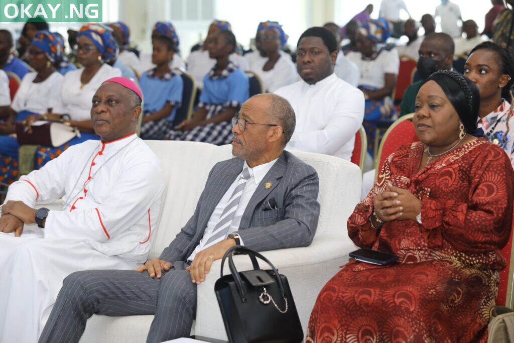 L-R: Dr. Alfred Adewale Martins, Archbishop of Lagos; Prof. Akin Abayomi, Commissioner for Health, Lagos state and Dame Marie Fatayi-Williams, Coordinator, Ecology Work Group, Catholic Archdiocese of Lagos.