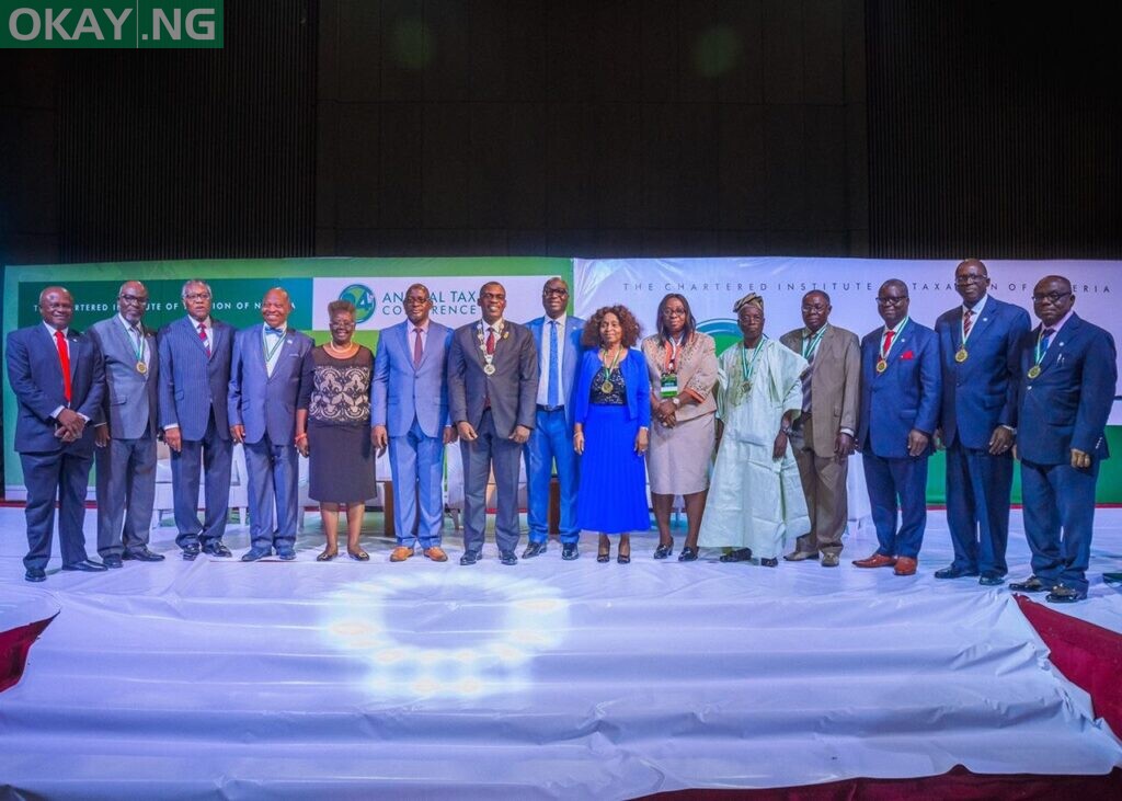 Executive Chairman, FIRS, Muhammad Nami, with President, Chartered Institute of Taxation of Nigeria, Adesina Isaac Adedayo, mni, FCTI; Vice President CITN, Agbeluyi, S.O. (Barr.), FCTI; Chairman 24th Annual Tax Conference Committee, Ruth Oluwabamike Arokoyo, FCTI, Dr. James Kayode Naiyeju, FCTI, and CITN past Presidents at the Chartered Institute of Taxation 24th Annual Conference in Abuja. 18th May 2022.