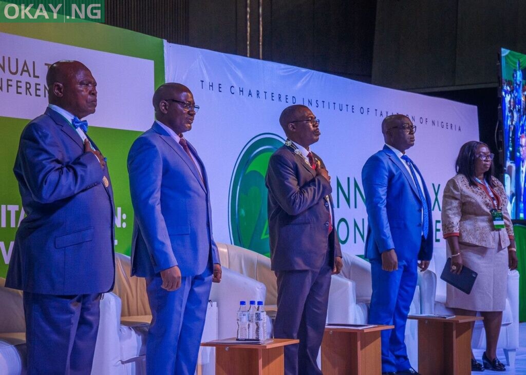 Executive Chairman, FIRS, Nami Muhammad with Dr. James Kayode Naiyeju, FCTI; CITN President, President, Chartered Institute of Taxation of Nigeria, Adesina Isaac Adedayo, mni, FCTI; Vice President CITN, Agbeluyi, S.O. (Barr.), FCTI and Chairman 24th Annual Tax Conference Committee, Ruth Oluwabamike Arokoyo, FCTI, at the Chartered Institute of Taxation 24th Annual Conference in Abuja. 18th May 2022