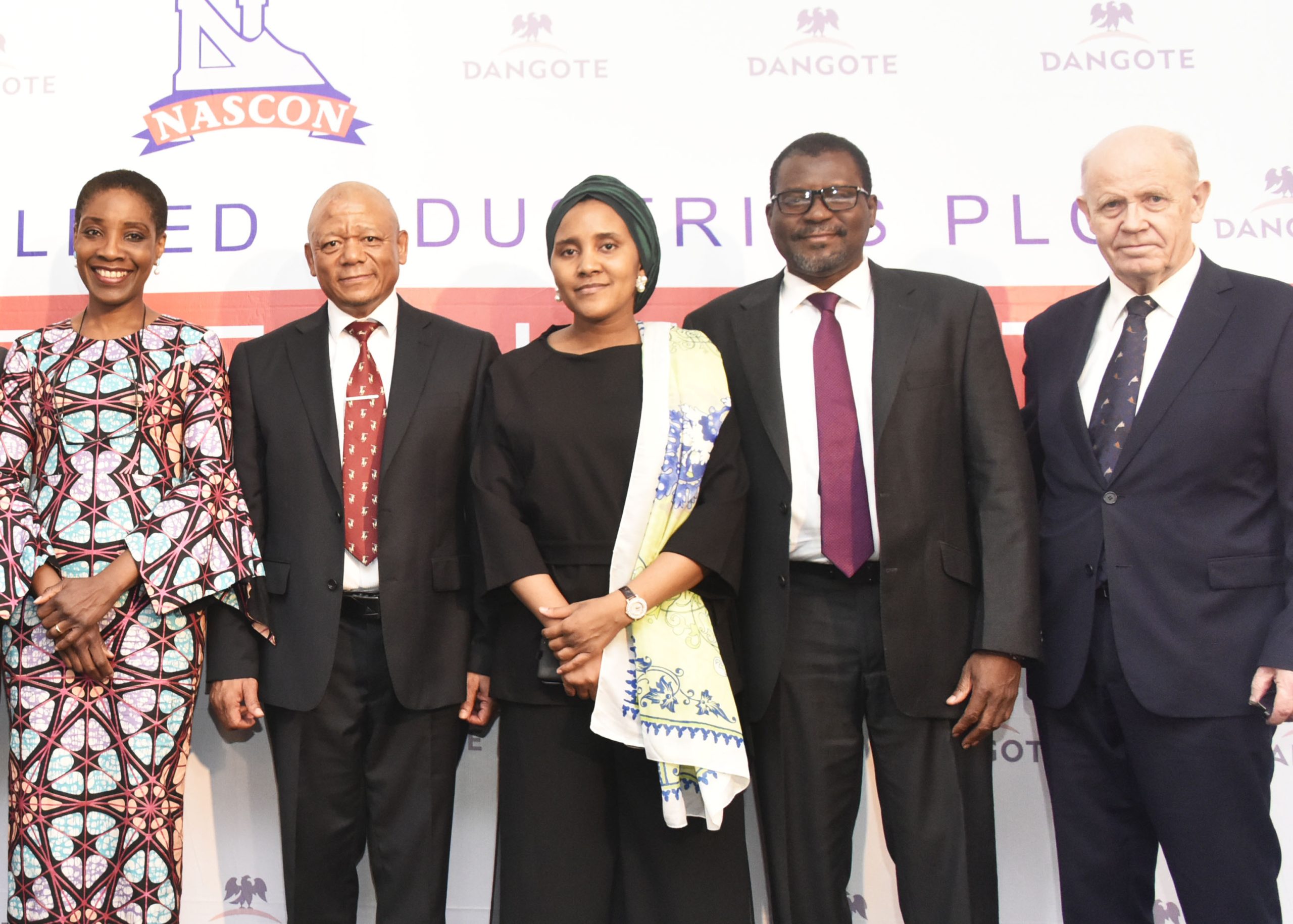L-R: Chairperson, NASCON Allied Industries Plc, 'Yemisi Ayeni; Acting Managing Director, NASCON Allied Industries Plc, Thabo Mabe; and Executive Director, Commercial, NASCON Allied Industries Plc, Fatima Aliko-Dangote; Director, NASCON Allied Industries Plc, Abdu Dantata; Director, NASCON Allied Industries Plc, Knut Ulvmoen, at the 2021 Annual General Meeting (AGM) of NASCON Allied Industries Plc in Lagos on June 3, 2022