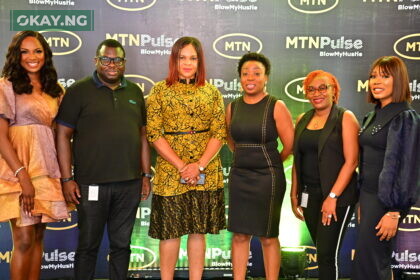 L-R: Mojibade Sosanya, popularly known as the lady MC and host MTN Pulse Blow my Hustle show; Idowu Adesokan Acting General Manager, Consumer Marketing, MTN Nigeria; Lynda Saint-Nwafor, Chief Enterprise Business Officer, MTN Nigeria; Adia Sowho, Chief Marketing Officer, MTN Nigeria; Ifeoluwa Oyeyipo, Acting Senior Manager, Youth Segment, MTN Nigeria and popular content creator, Opeoluwa Keshinro (SwitOpe) at the media parley yesterday.