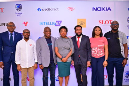 From L-R: Olu Delano, ED, Consumer High Net Worth Clients, Stanbic IBTC Bank; Tayo Ogundipe, CEO, Intelligra Group; Adia Sowho, Chief Marketing Officer, MTN Nigeria; Nnamdi Ezeigbo, Founder/CEO, Slot Systems; and Clement Nwankwo, Senior Manager, Devices, MTN Nigeria at the launch of the MTN Device Financing partnership, which held at the MTN Nigeria Head Office on October 12, 2022.