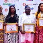 L-R: Co-founder, The Comms Avenue, Adedoyin Jaiyesimi; Corporate Communications Manager, Anglophone West Africa at Meta, Oluwasola Obagbemi; CEO, RED| For Africa, Ayodeji Rasaq; and Senior Brand Manager, Maltina, Onyebuchi Allanah at the Brandcom Awards 2022 in Lagos.