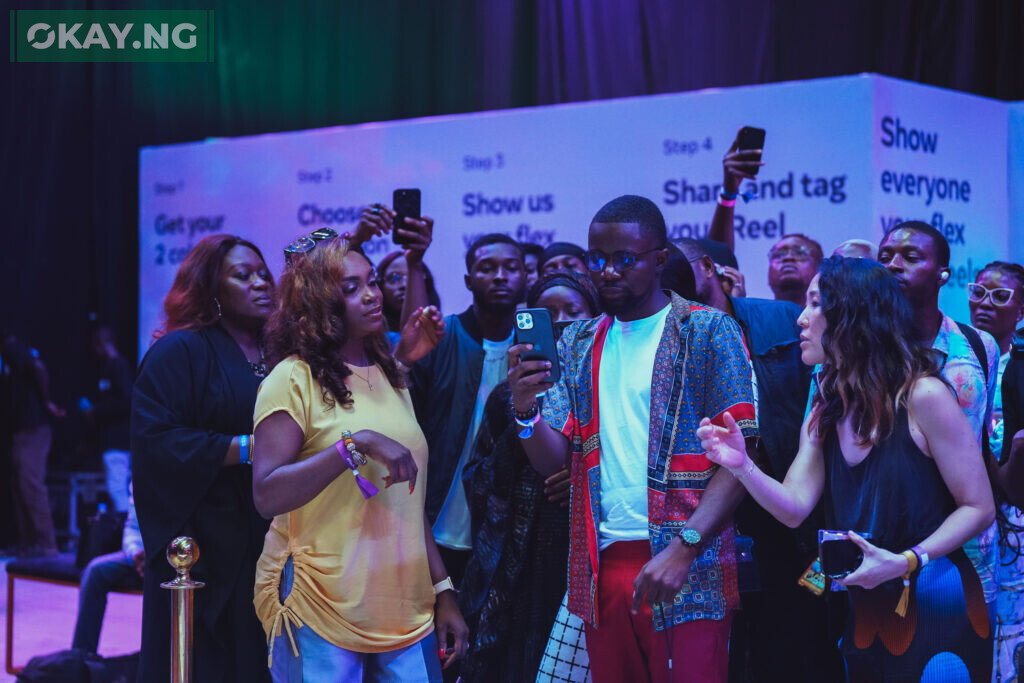 Oluwasola Obagbemi, Corporate Comms Manager for Anglophone West Africa and Anna Lee, International Marketing Manager at Meta taking media representatives on an exclusive tour of metaverse entry points at Meta’s #FlexNaija mixed reality event in Lagos
