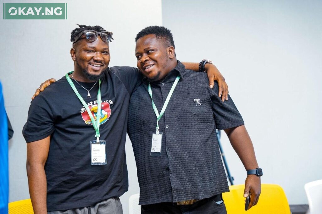 L-R: Ayomide Adegboye (Ayomidate) and Onoruvie Godswill Enweroghene ( Bro Solomon) at the Meta Creators Day event in Lagos.