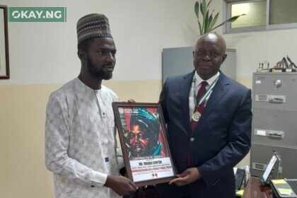 L-R: : Yakubu Gontor, Director, Financial Services, Nigerian Communications Commission (NCC) being presented with Shield of Niger Northern Youth Award by Bilal Mohammed, Vice President, Northern Youth Council of Nigeria, in Abuja recently.