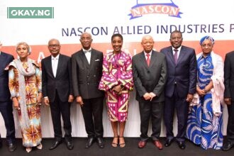 L-R: Non-Executive Director, NASCON Allied Industries Plc, Knut Ulvmoen; Executive Director Commercial, NASCON Allied Industries Plc, Fatima Aliko-Dangote; Non-Executive Director, NASCON Allied Industries Plc, Olakunle Alake; Independent Non-Executive Director, NASCON Allied Industries Plc; Prof. Chris Ogbechie; Chairperson, NASCON Allied Industries Plc, 'Yemisi Ayeni; Acting Managing Director, NASCON Allied Industries Plc, Thabo Mabe; Non-Executive Director, NASCON Allied Industries Plc, Abdu Dantata; Non-Executive Director, NASCON Allied Industries Plc, Fatima Wali-Abdurrahman; and Non-Executive Director, NASCON Allied Industries Plc, Sada Ladan-Baki, at the 2022 Annual General Meeting (AGM) of NASCON Allied Industries Plc, in Lagos on Friday, May 26, 2023.