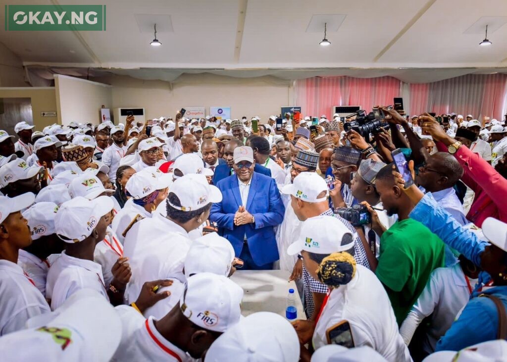 Executive Chairman, FIRS, Muhammad Nami, surrounded by Market Traders Association of Nigeria (MATAN) enumeration vendors at the stakeholder engagement meeting between the FIRS and Market Traders Association of Nigeria (MATAN) in Lagos. 21st June 2023.