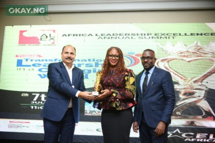 Director, External Affairs and Sustainability, Seplat Energy Plc, Chioma Afe; and Manager, Corporate Communications, Stanley Opara, receive the 'Excellence in Energy Leadership Company of the Year 2023' and 'Energy Personality of the Year 2023' awards for Seplat Energy and CEO, Mr. Roger Brown respectively, at the Excel Africa Excellence In Corporate Enterprise & Leadership Awards in Lagos ... on Friday