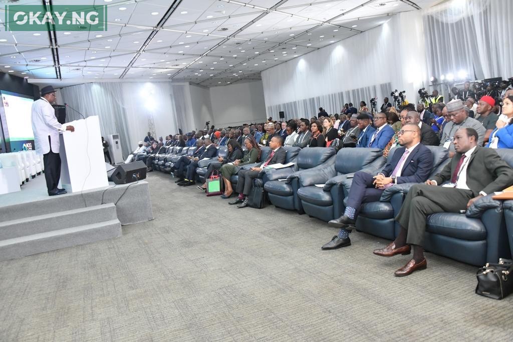 Executive Secretary, Nigerian Content Development and Monitoring Board (NCDMB), Engr. Simbi Kesiye Wabote delivering the opening address at the 2023 Nigerian Content Seminar at the Nigerian Oil And Gas Energy Week (NOG 2023) held in Abuja on Monday.