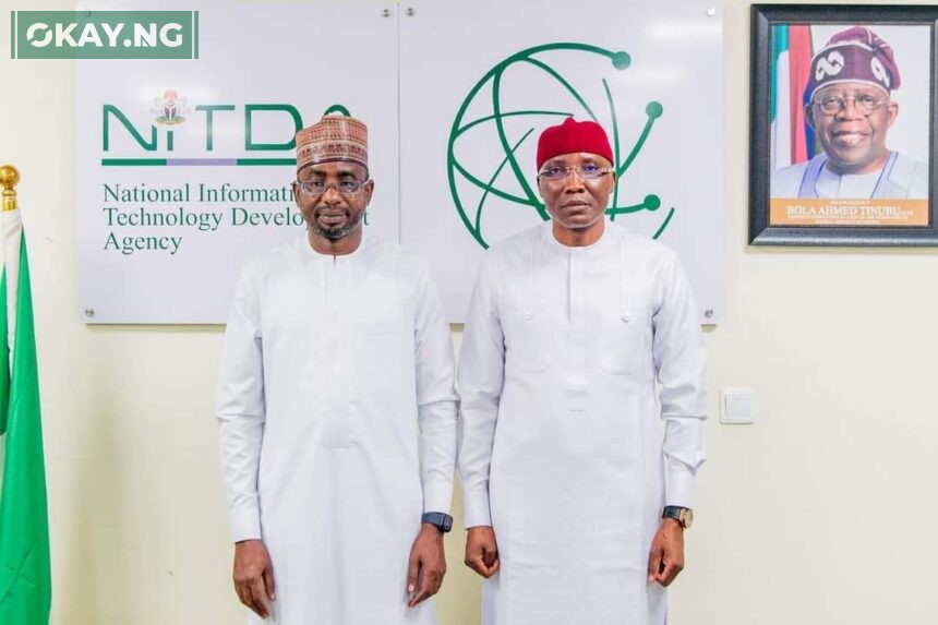 The Director-General, National Information Technology Development Agency, Kashifu Inuwa CCIE & the President of Chartered Institute of Forensic and Certified Fraud Investigator of Nigeria (CIFCFIN), Dr. Iliyasu Gashinbak after the Courtesy Call.
