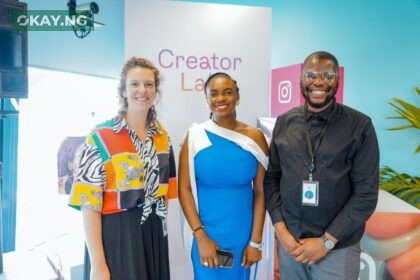 L-R: Magali de Quillacq, Partner Solutions Manager, Meta; Oluwasola Obagbemi, Corporate Communications Manager, Anglophone West Africa, Meta and Rof Maneta, Strategic Partner Manager, Meta during the Creator Lab Live event in Lagos on Friday, August 25, 2023.