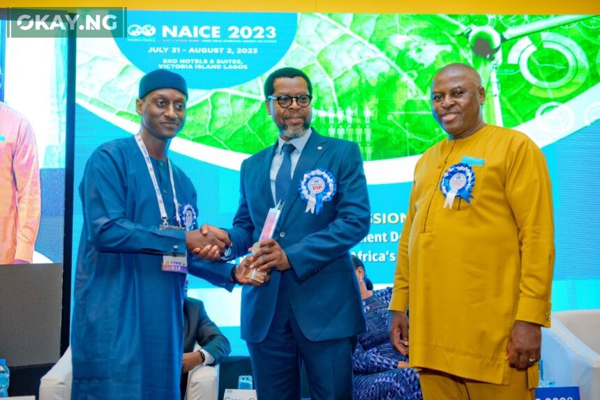 L-R: Vice Chairman of the Nigerian Council of the Society of Petroleum Engineers (SPE), Salahudeen Tahir; Finance Manager, Shell Nigeria Exploration and Production Company Limited (SNEPCo), Tunde Oduwole; and the Chairman, SPE Nigeria Council, Felix Obike, at the 2023 edition of the annual conference and exhibition of the society in Lagos... last week