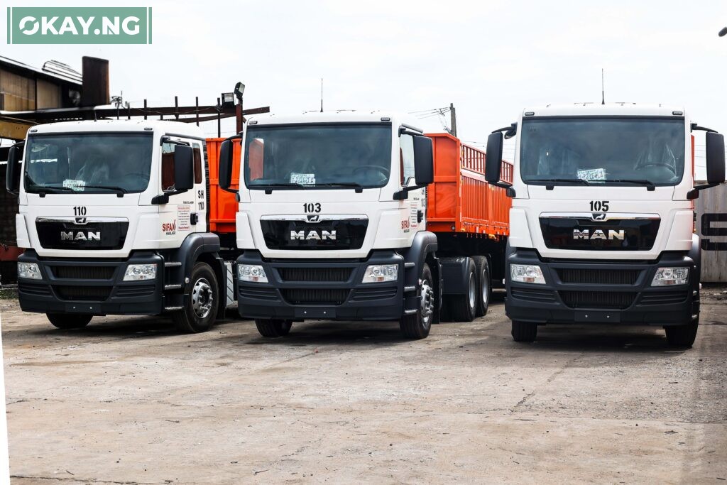 Another view of the brand-new MAN Diesel trucks acquired by SIFAX Logistics