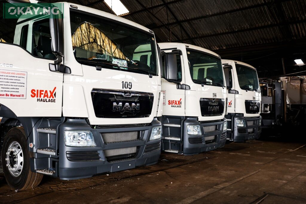 A cross-section of the brand-new MAN Diesel trucks acquired by SIFAX Logistics