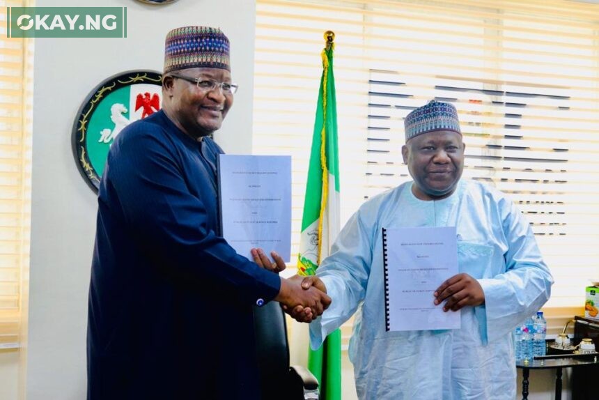 From Left: Prof. Umar Danbatta, Executive Vice Chairman/Chief Executive Officer, Nigerian Communications Commission and Dr. Dasuki Arabi, Director General, Bureau of Public Service Reform, during the Memorandum of Understanding (MOU) signing ceremony to strengthen collaborations between the agencies at the NCC’s Head Office in Abuja recently (26th July 2023).