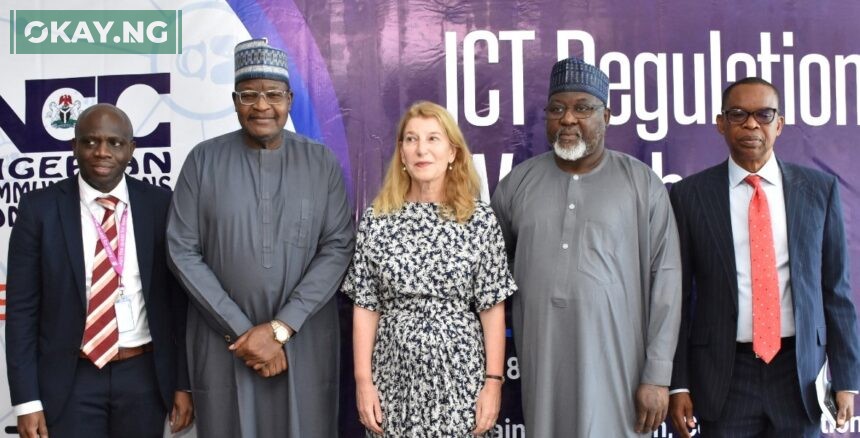 L-R: Country Manager and Managing Director, LM Ericsson Nigeria Limited, Peter Ogundele; Executive Vice Chairman/Chief Executive Officer, Nigerian Communications Commission (NCC), Prof. Umar Danbatta; Swedish Ambassador to Nigeria-Ghana and Cameroon, Annika Hahn; Executive Commissioner, Technical Services, NCC, Ubale Maska and Director, Special Duties, NCC, Dr. Ikechukwu Adinde at the workshop engagement for regulators in the West African region organized by Ericsson and Swedish Programme for ICT in Developing and Emerging Regions (SPIDER) at the NCC’s Annex Office, Mbora, Abuja.